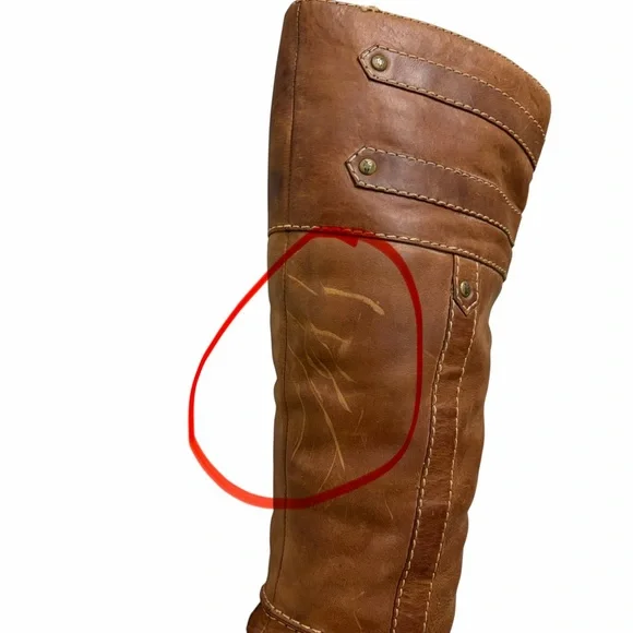 Frye Frankie Buckle Boots Leather Heeled Tall Brown 8 - Picture 11 of 12